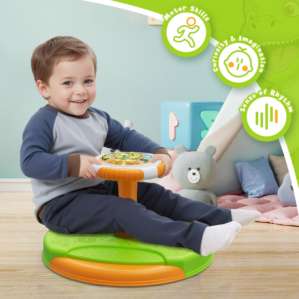 HYES Sit and Spin supports up to 55 lbs for growing toddlers.