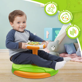 HYES Sit and Spin supports up to 55 lbs for growing toddlers.