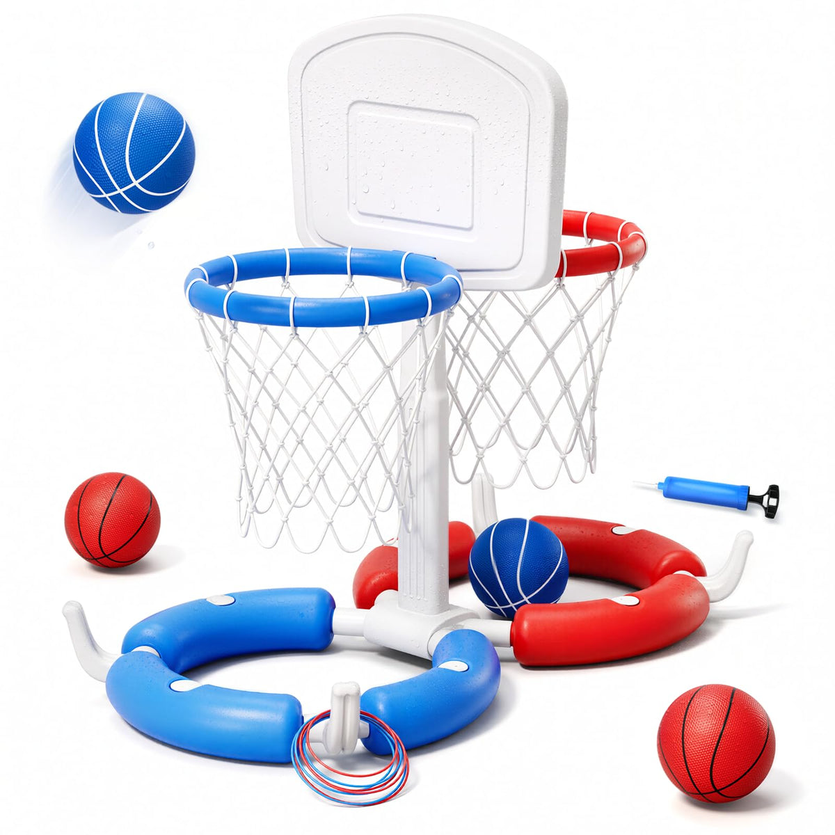 HYES double pool basketball hoop with backboard for family friendly pool play