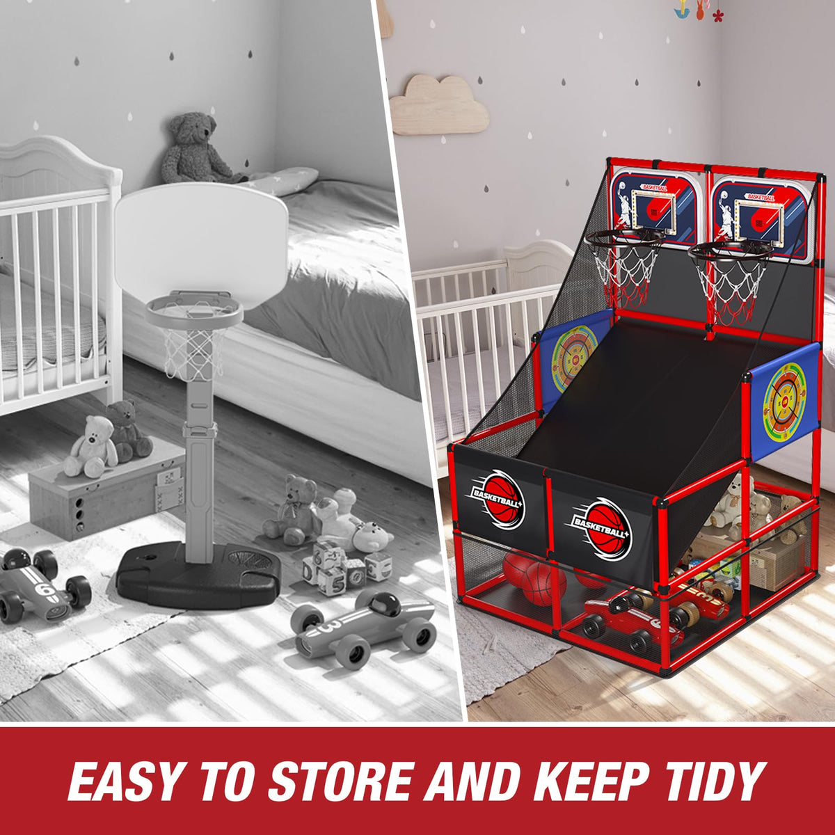 HYES easy-installation guide and bottom storage for extras