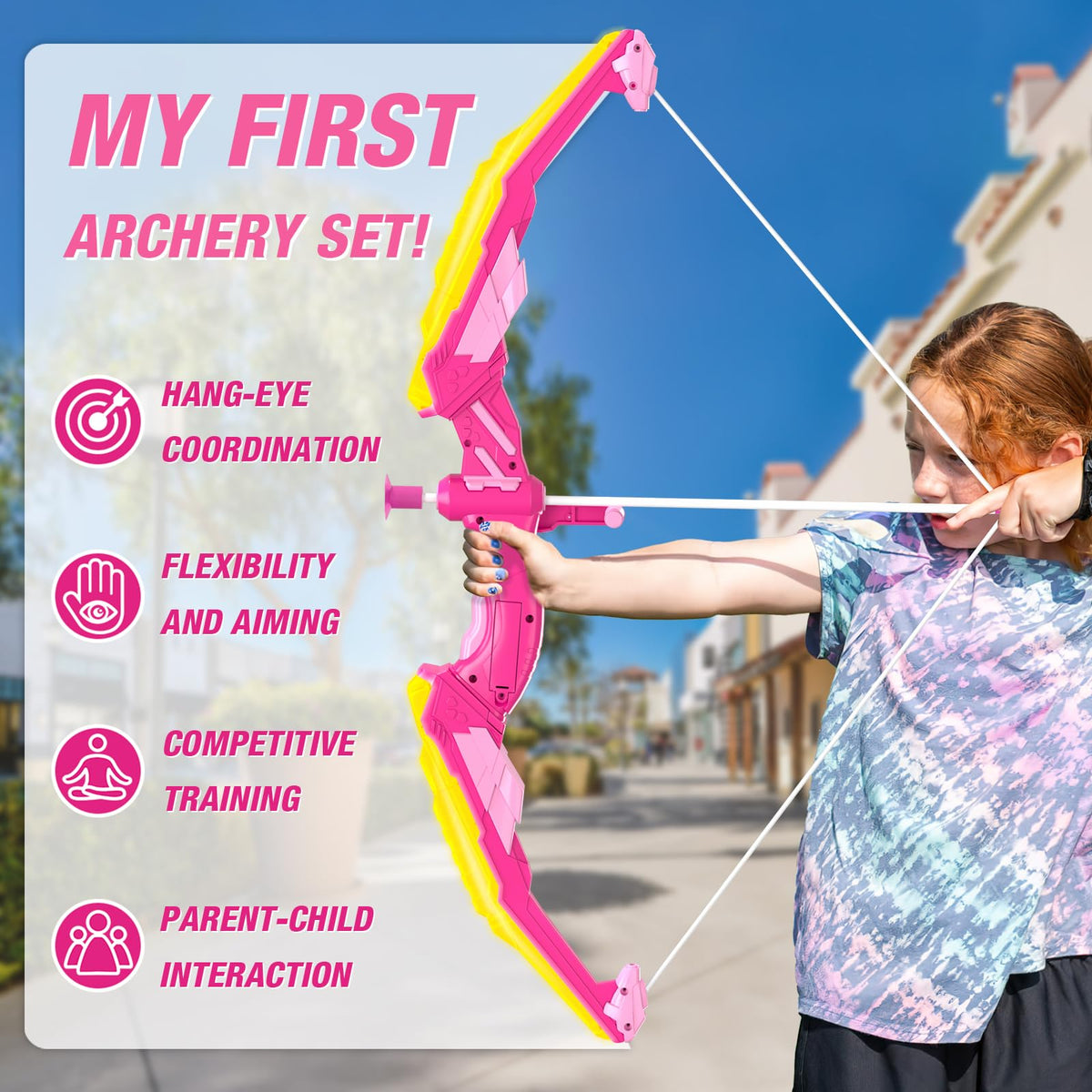 HYES educational archery toy supports active, cooperative play.