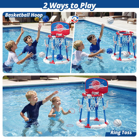 HYES floating hoop with easy setup for poolside play.