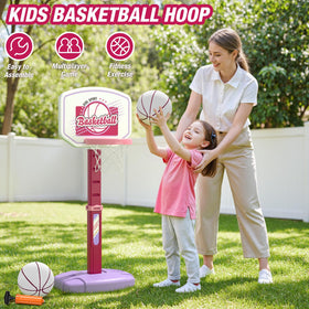 HYES adjustable height hoop and stand in pink suitable for different ages