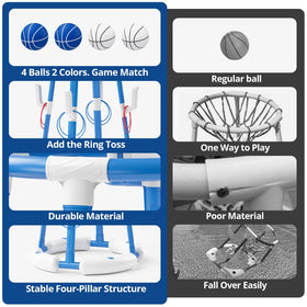 HYES hoop shown in indoor/outdoor setup for versatile use.
