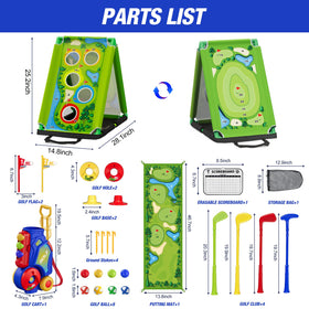 HYES complete toddler gift box includes clubs, balls, cart and board
