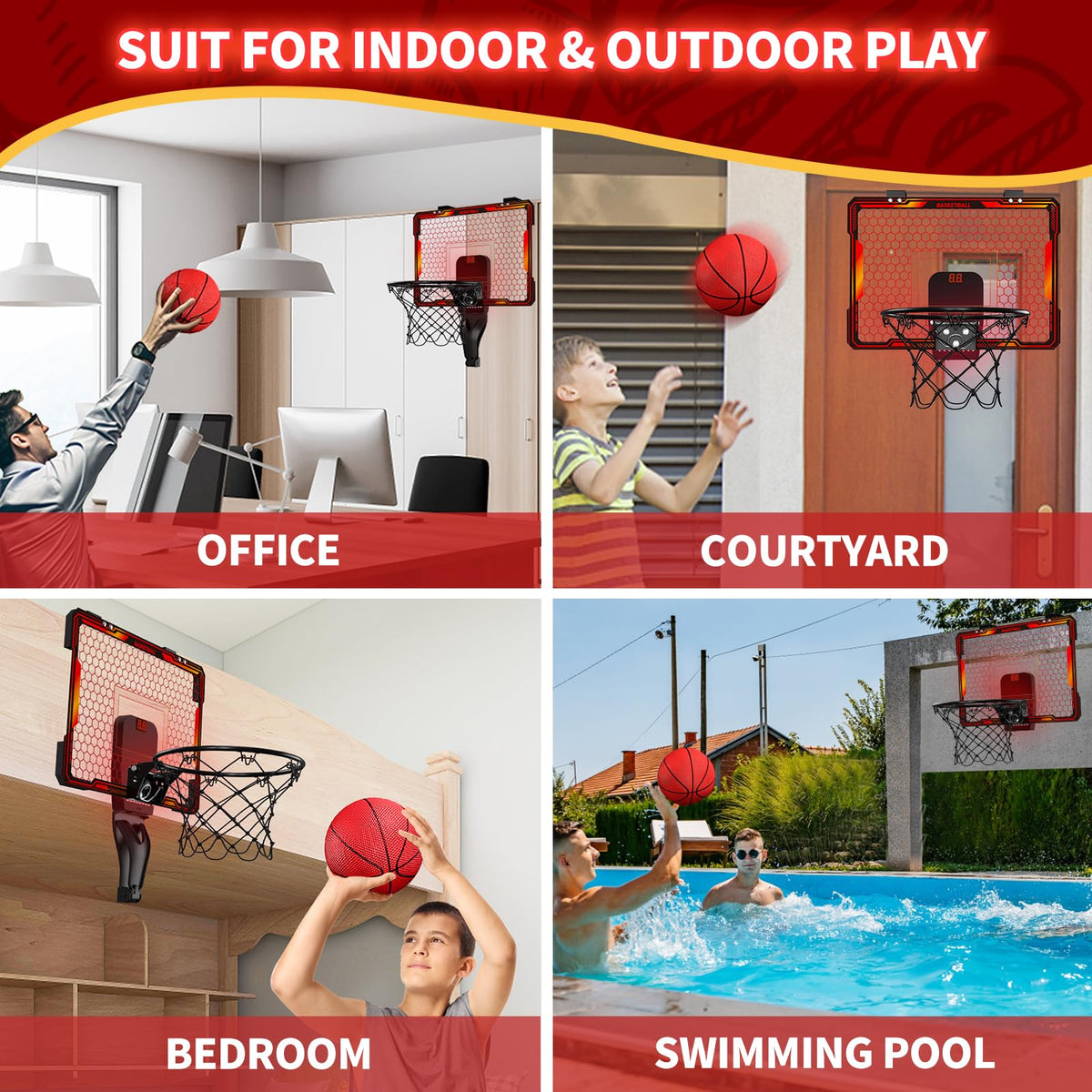 HYES mini basketball hoop makes a great gift for kids and adults