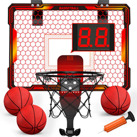 HYES mini basketball hoop with LED lights for vibrant indoor play