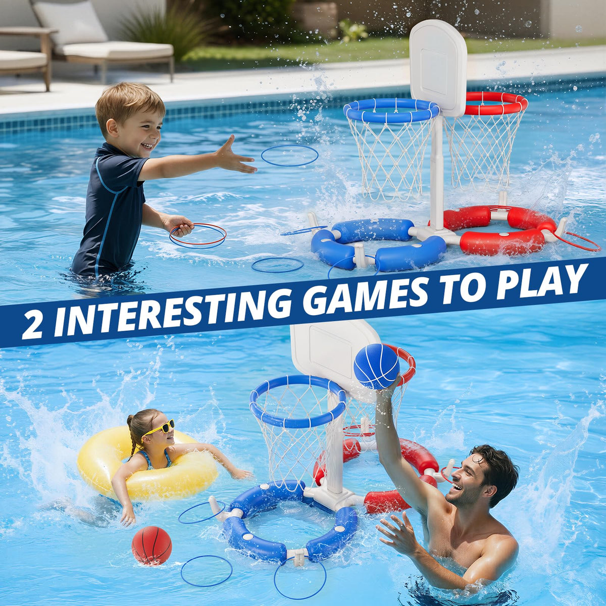 HYES ring toss pool toy to encourage friendly competition in water