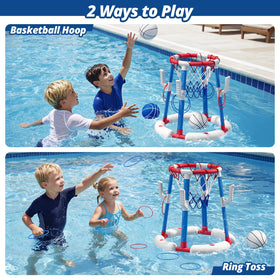 HYES ring toss rings provide bright targets for quick pool games.