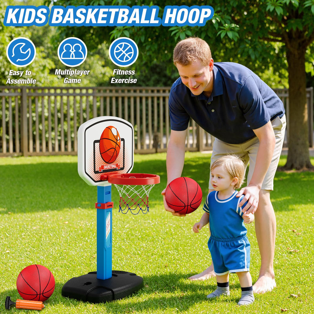 HYES sturdy design with base options keeps setup stable indoors or outdoors.