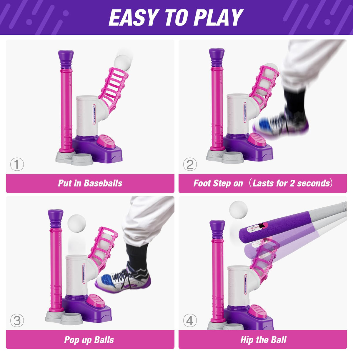 HYES Tball set auto ball feeder for hands-free play.