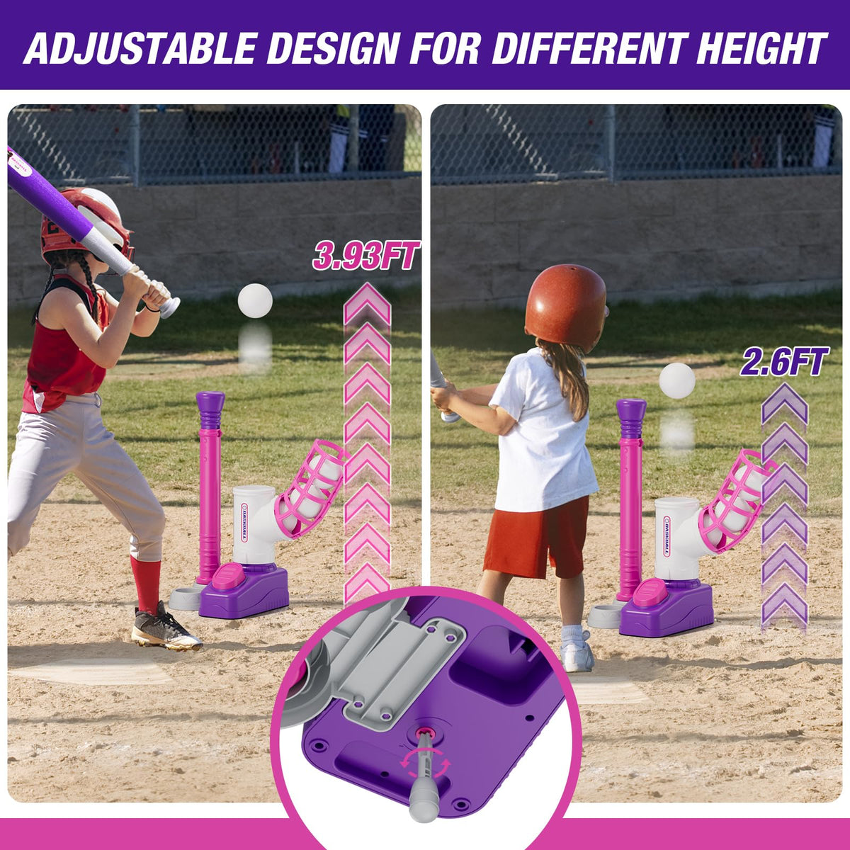 HYES Tball set retractable bat for versatile swing practice.