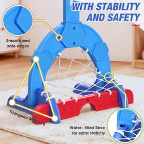 HYES toddler basketball included for immediate play right out of the box