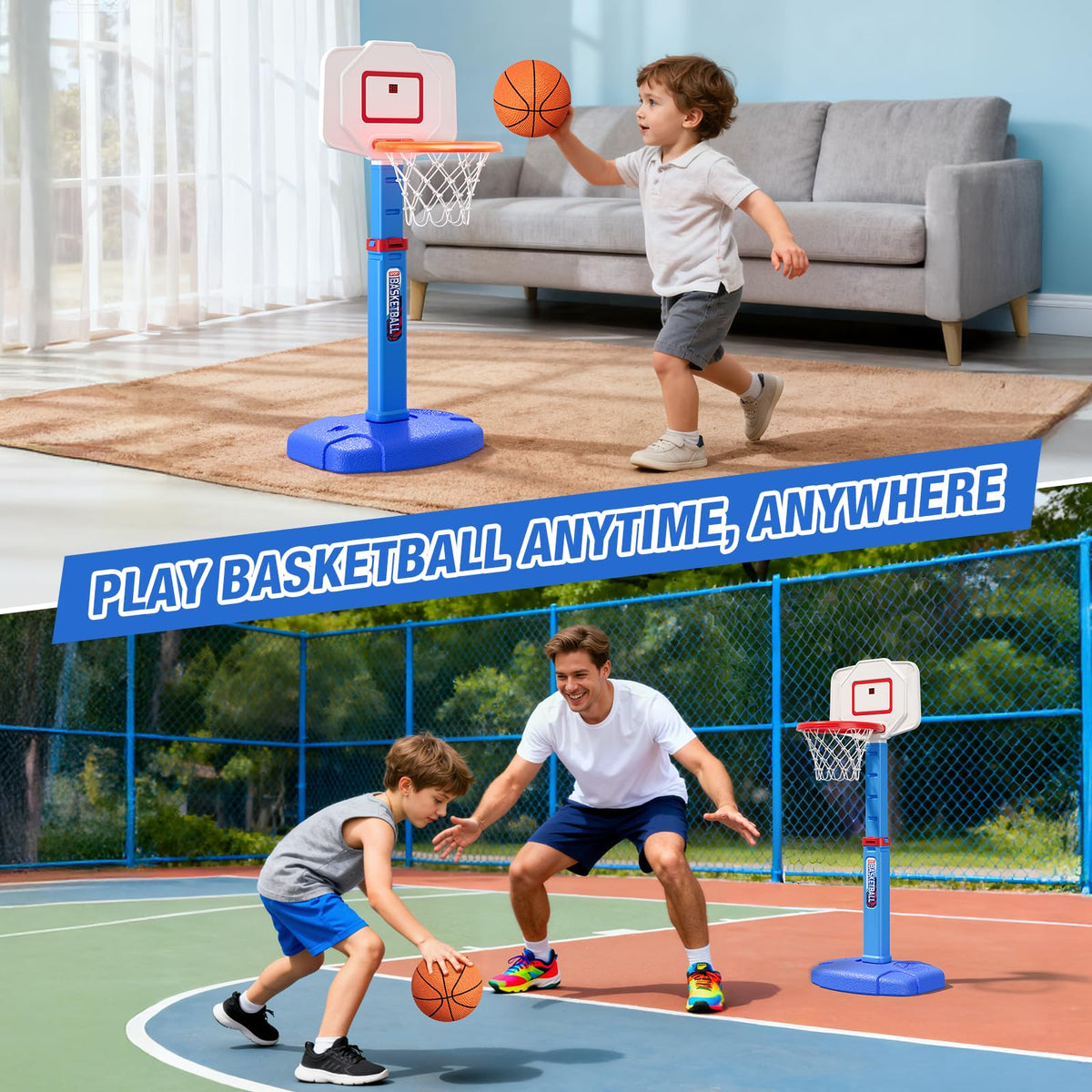 HYES easy-assembly set includes three mini balls and pump.