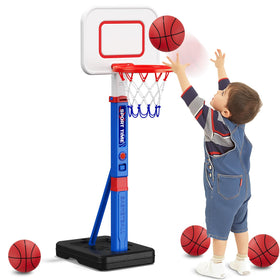 HYES toddler basketball hoop with four balls and pump for home play