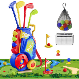 HYES Toddler Golf Set putting mat with obstacles for indoor play