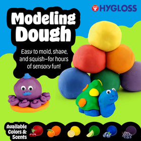 Hygloss Play Dough grape-scented encourages sharing, storytelling, and group craft time.