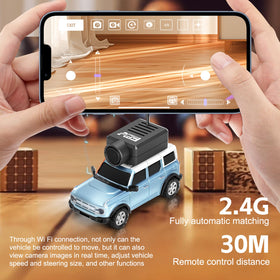 Hylukon WLtoys mini RC car blue camera setup for high definition feed