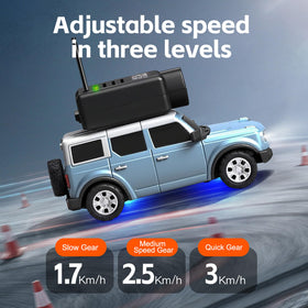 Hylukon WLtoys mini RC car blue drifting action with blue glow