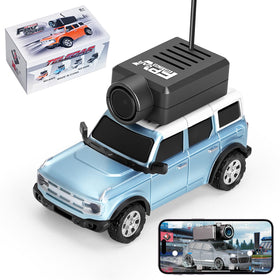Hylukon WLtoys mini RC car blue front view showing compact size and visibility