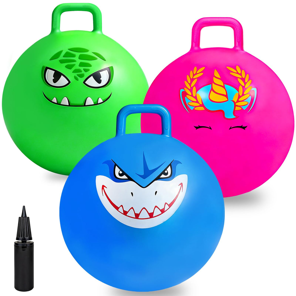 Hymaz bounce balls with handles for kids in vibrant colors promote active play.