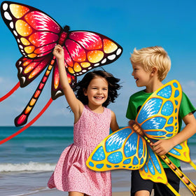 Hymaz colorful butterfly kites with durable fabric tail for reliable performance