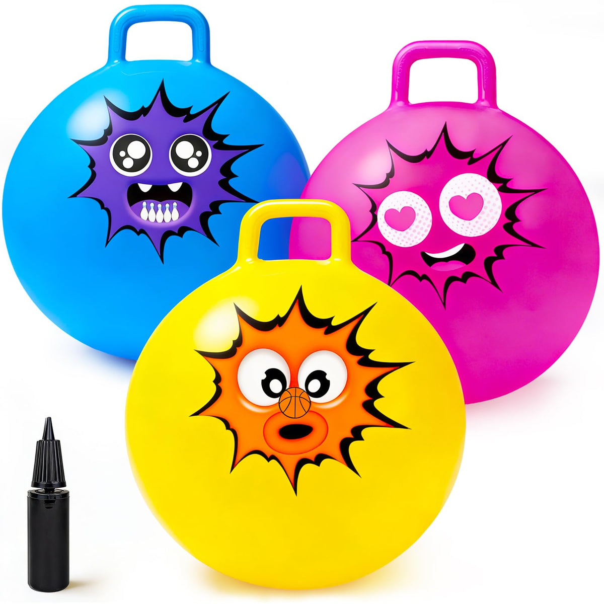 Hymaz Hopper Ball 15-inch with handle for safe indoor and outdoor play.
