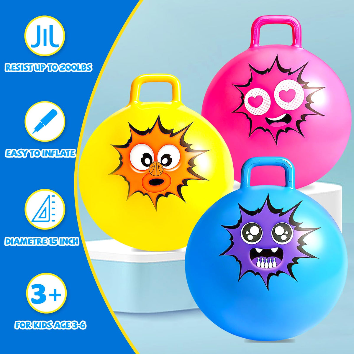 Hymaz hopper ball with textured handle grip for secure grabbing.