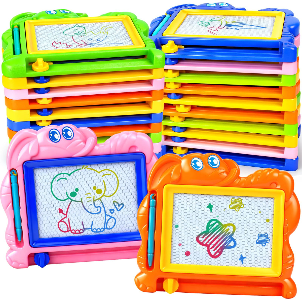 Hymaz magnetic drawing board for kids with a colorful surface, perfect for travel.