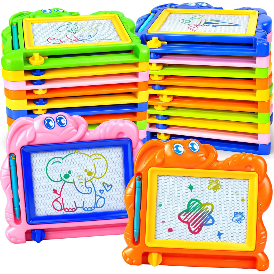 Hymaz magnetic drawing board for kids with a colorful surface, perfect for travel.