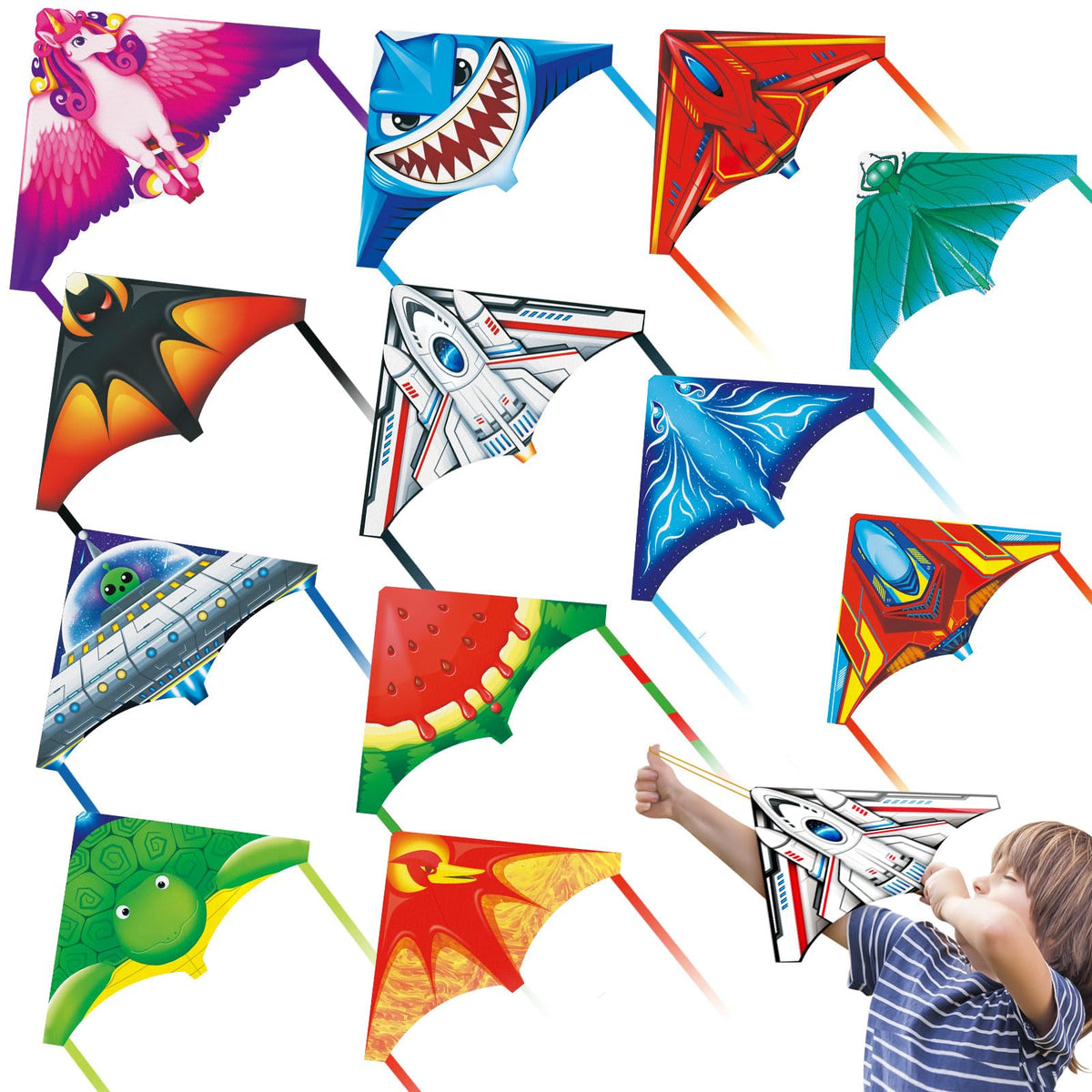 Hymaz mini catapult kite in bright plane design, ideal for easy outdoor play.