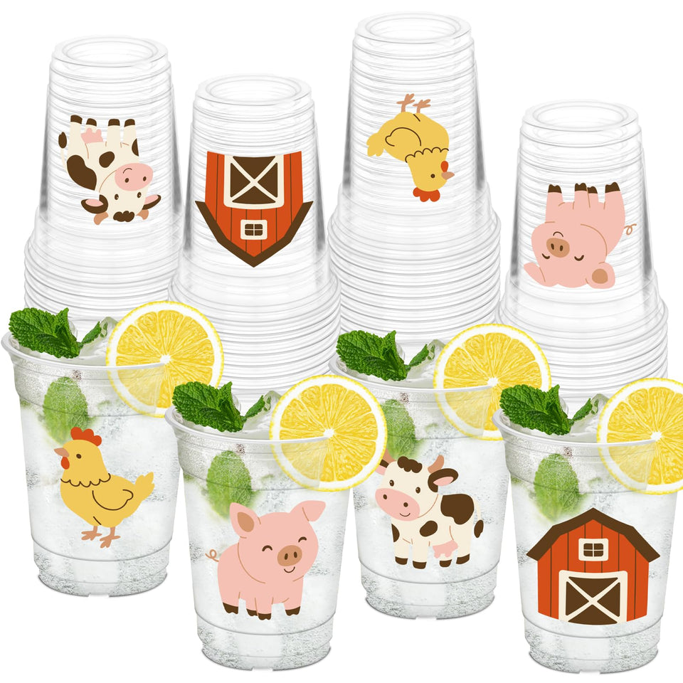 HYMENEX farm animals cups cow motif for dairy-themed party beverages