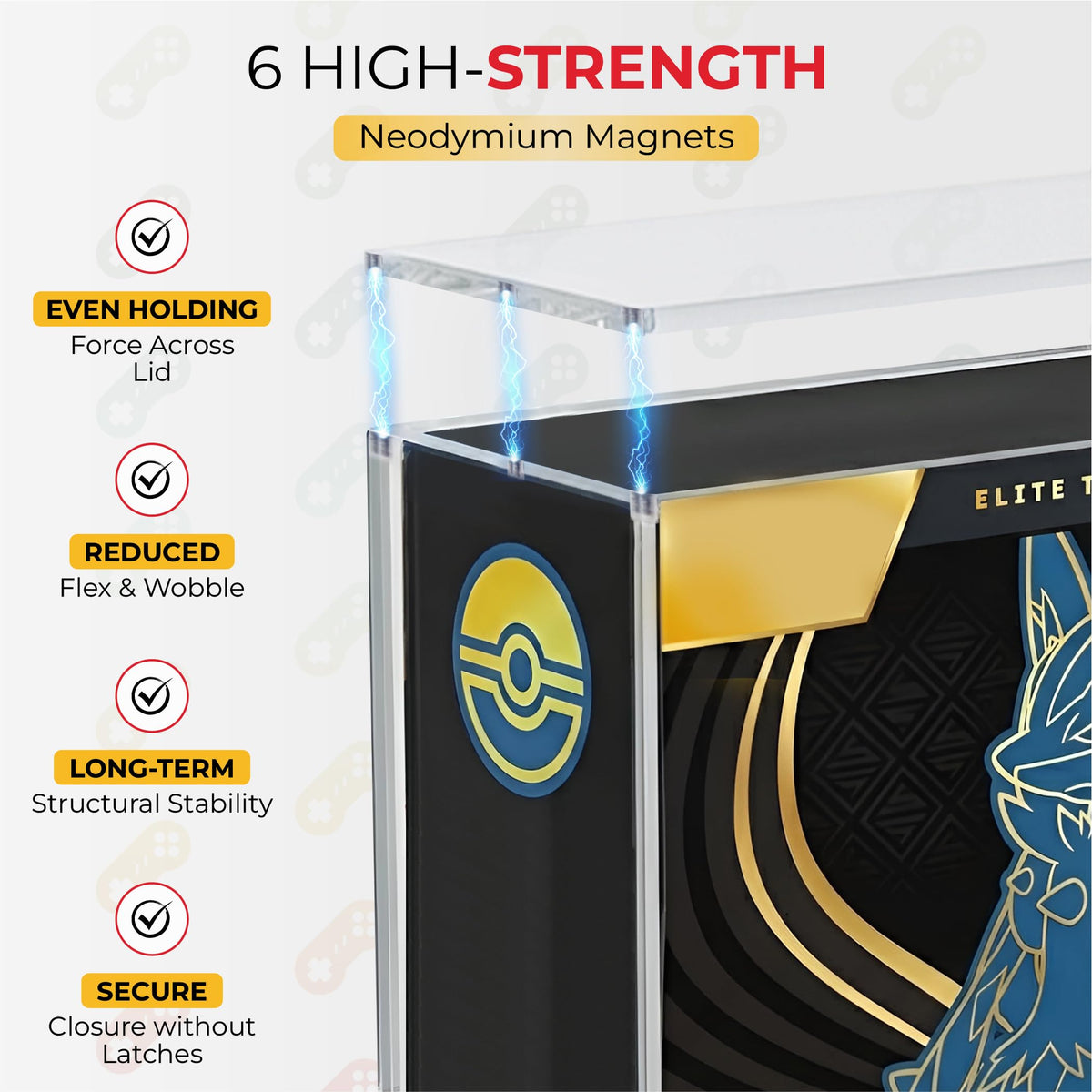 HYPE GAMER GEAR crystal-clear, stackable design saves display space beautifully.