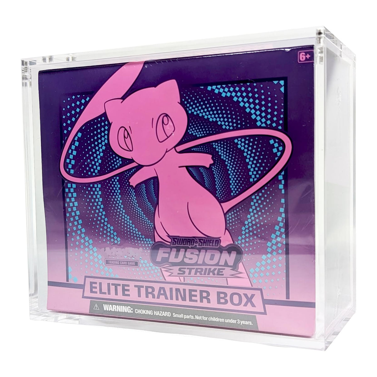 HYPE GAMER GEAR premium 6mm acrylic ETB display case protects collectibles with crystal clarity.
