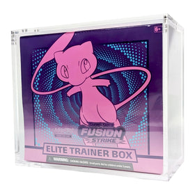 HYPE GAMER GEAR premium 6mm acrylic ETB display case protects collectibles with crystal clarity.