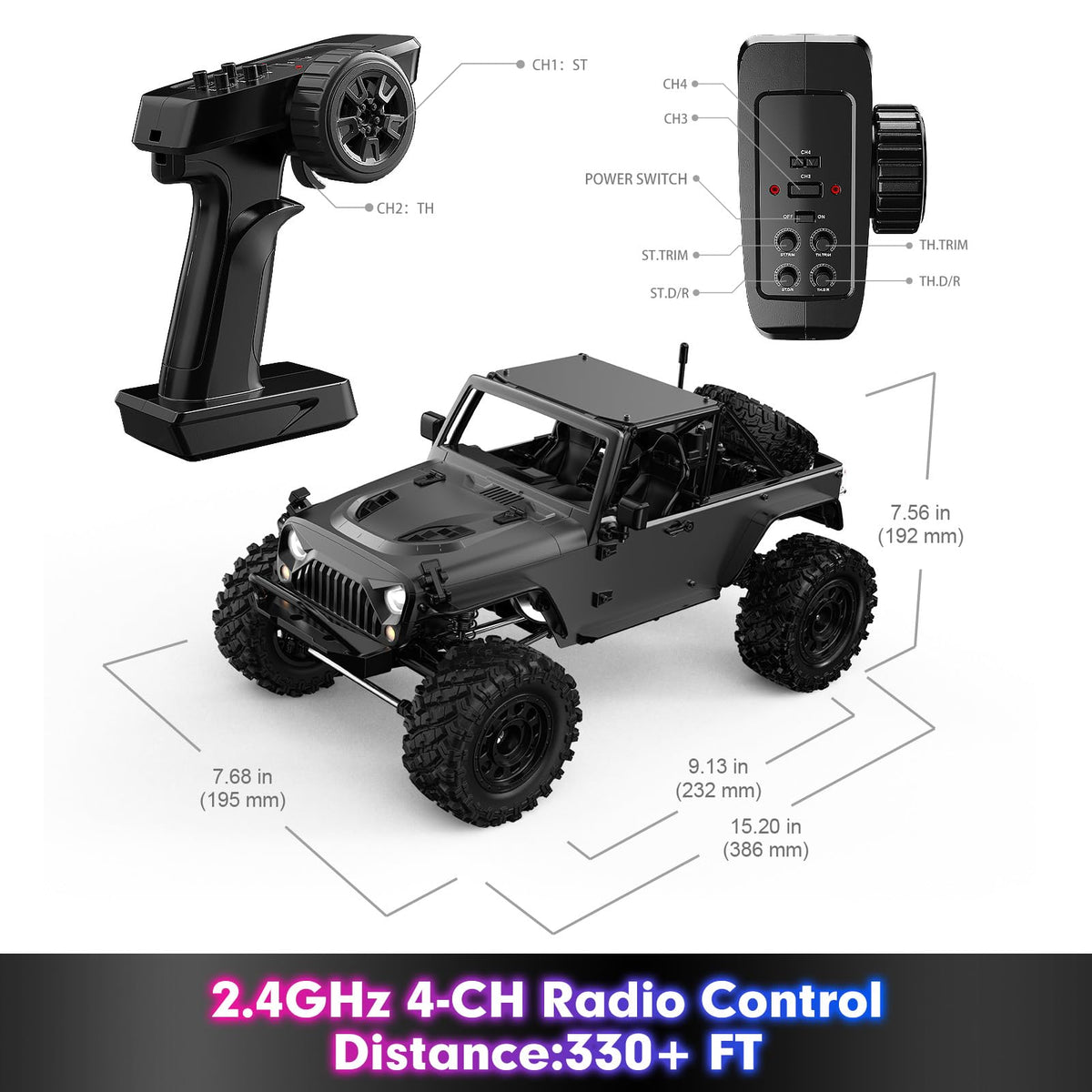Hyper Go H12Y 2.4 GHz transmitter with cruise control for precise pacing.