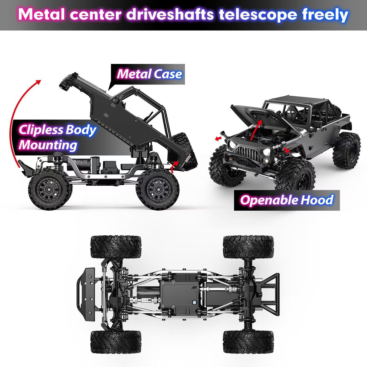 Hyper Go H12Y metal case and waterproof design for outdoor play.