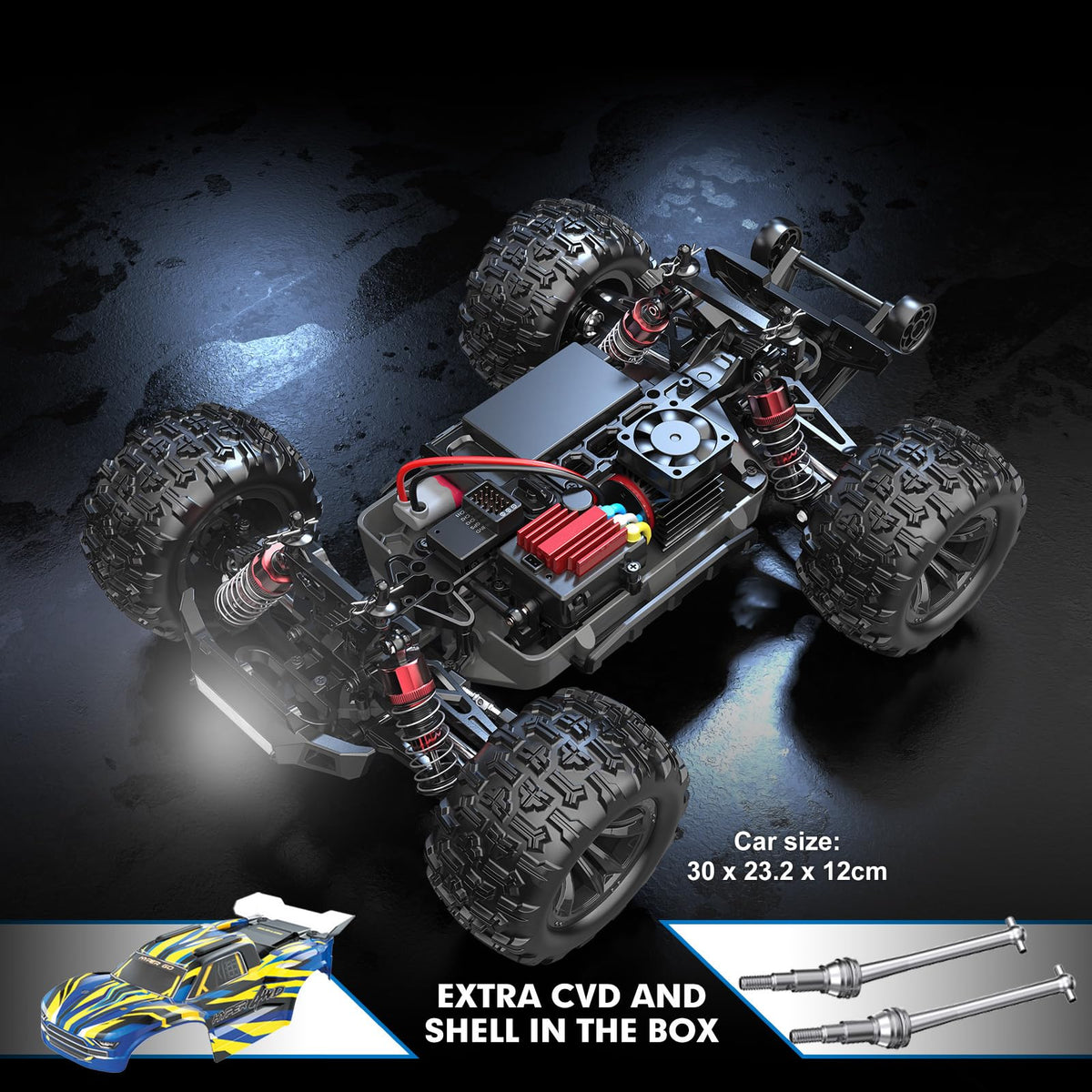 HYPER GO H16BM 2.4GHz transmitter enables beginner-friendly control.