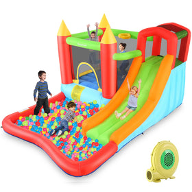 HYPOAI Bounce House front view showing colorful 6-in-1 design for indoor/outdoor play