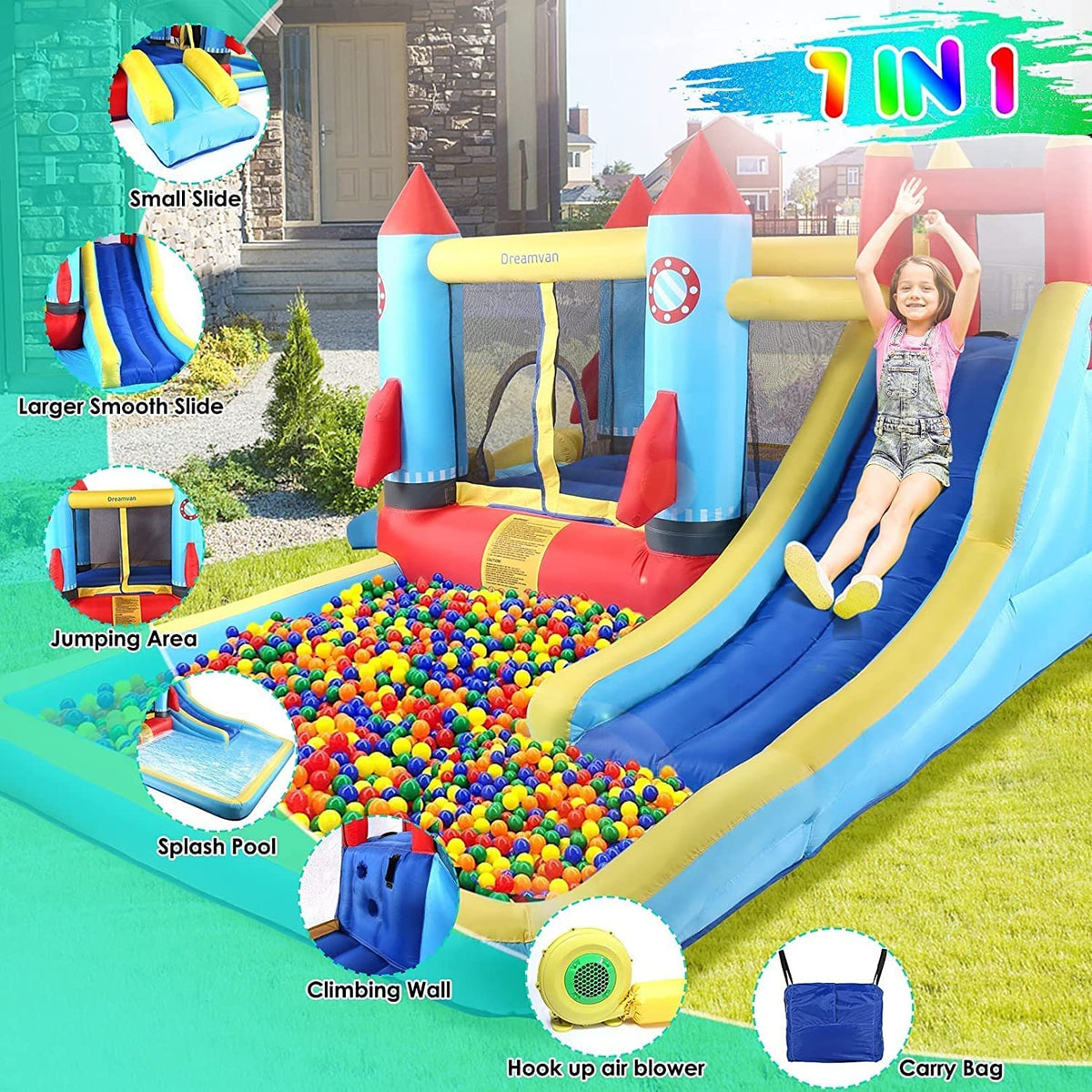 HYPOAI bounce house splash pool for water fun on hot days