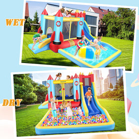 HYPOAI bounce house with two water slides for splash-filled fun