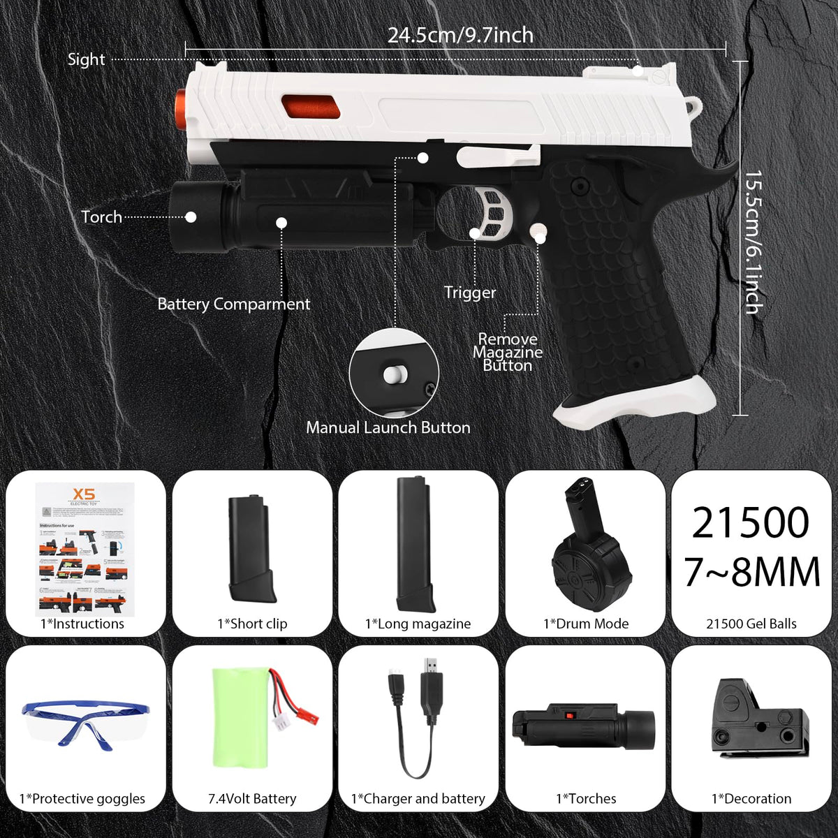HYuracom Gel Blaster X5 drum hopper for rapid reloads