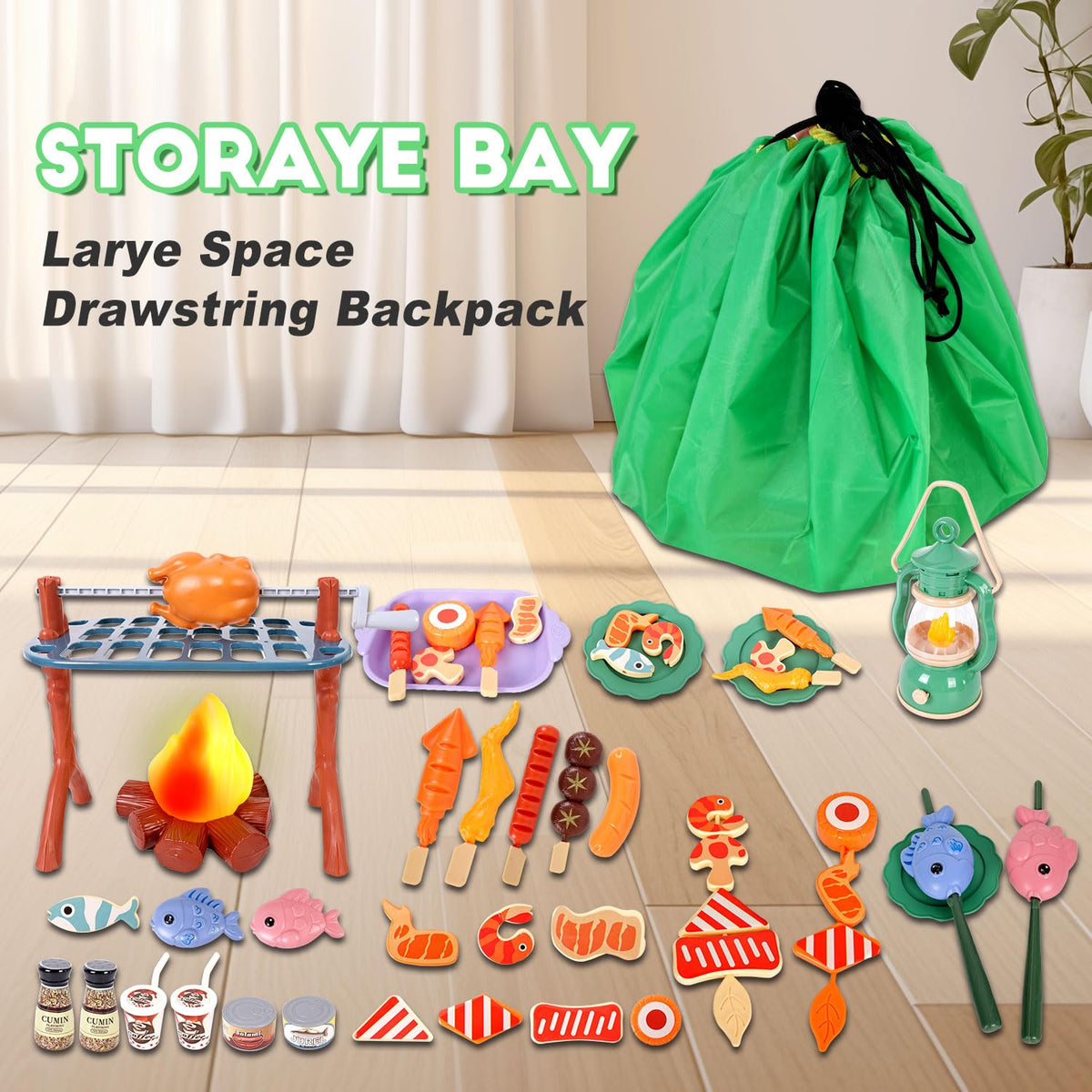 HYRENEE kids camping set portable carrying case to organize pieces on the go.