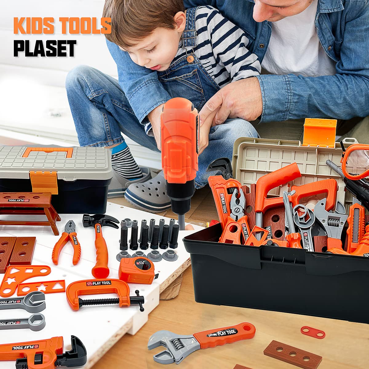 HYRENEE drill battery pack and sounds encourage interactive play and learning