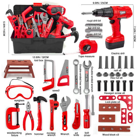 HYRENEE Kids Tool Set electric drill with bits for realistic sound and pretend repair