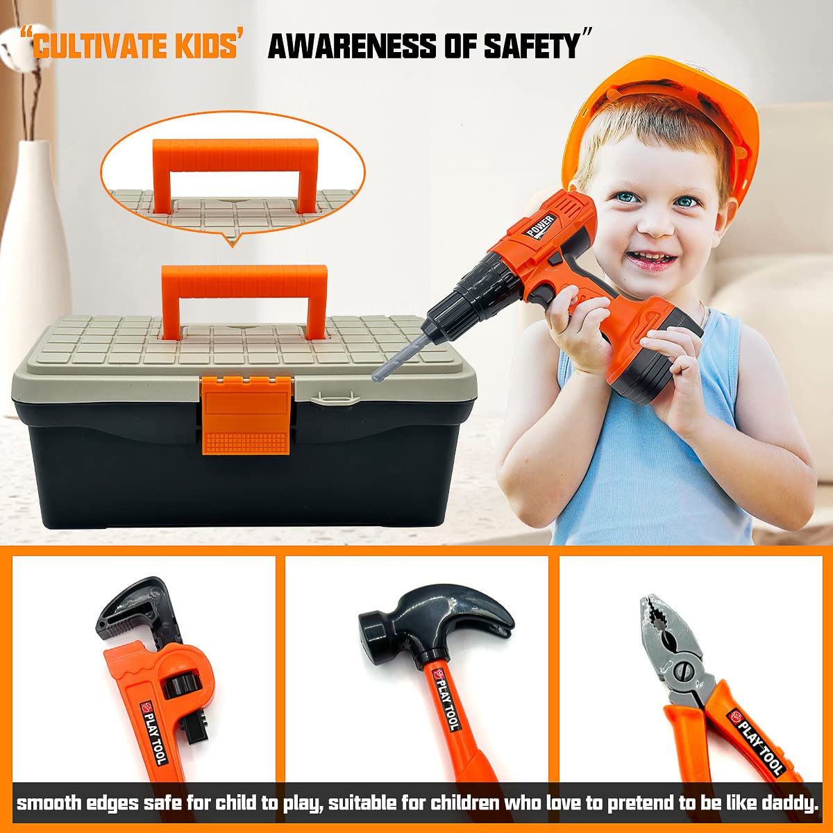 HYRENEE realistic hammer and screwdrivers aiding hand-eye coordination and creativity