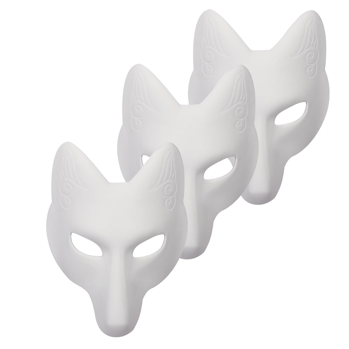 Hyuetrsa fox mask blank set ready for painting and costume design.
