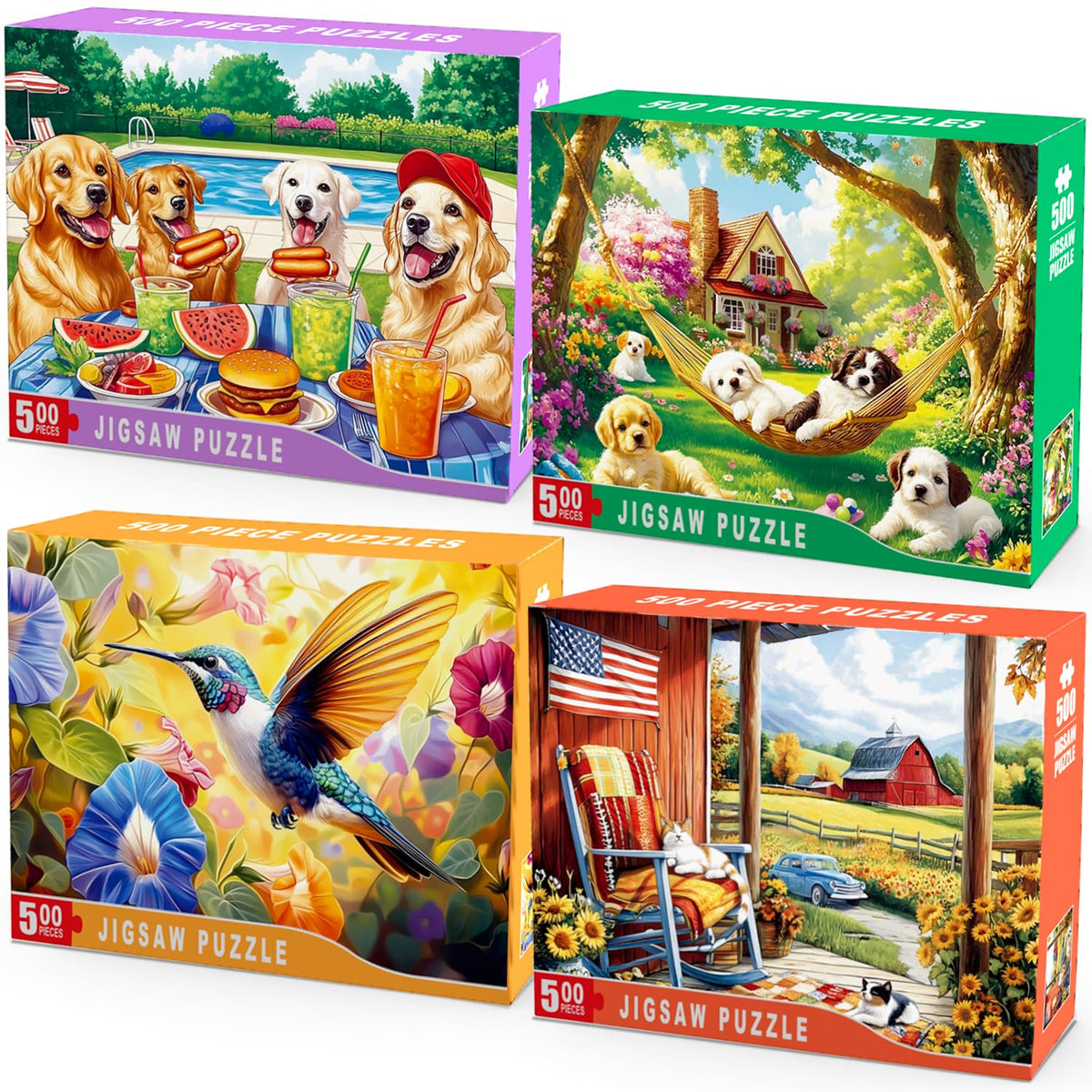 HYXCHQA dog puzzle picnic scene for family bonding and mindful relaxation