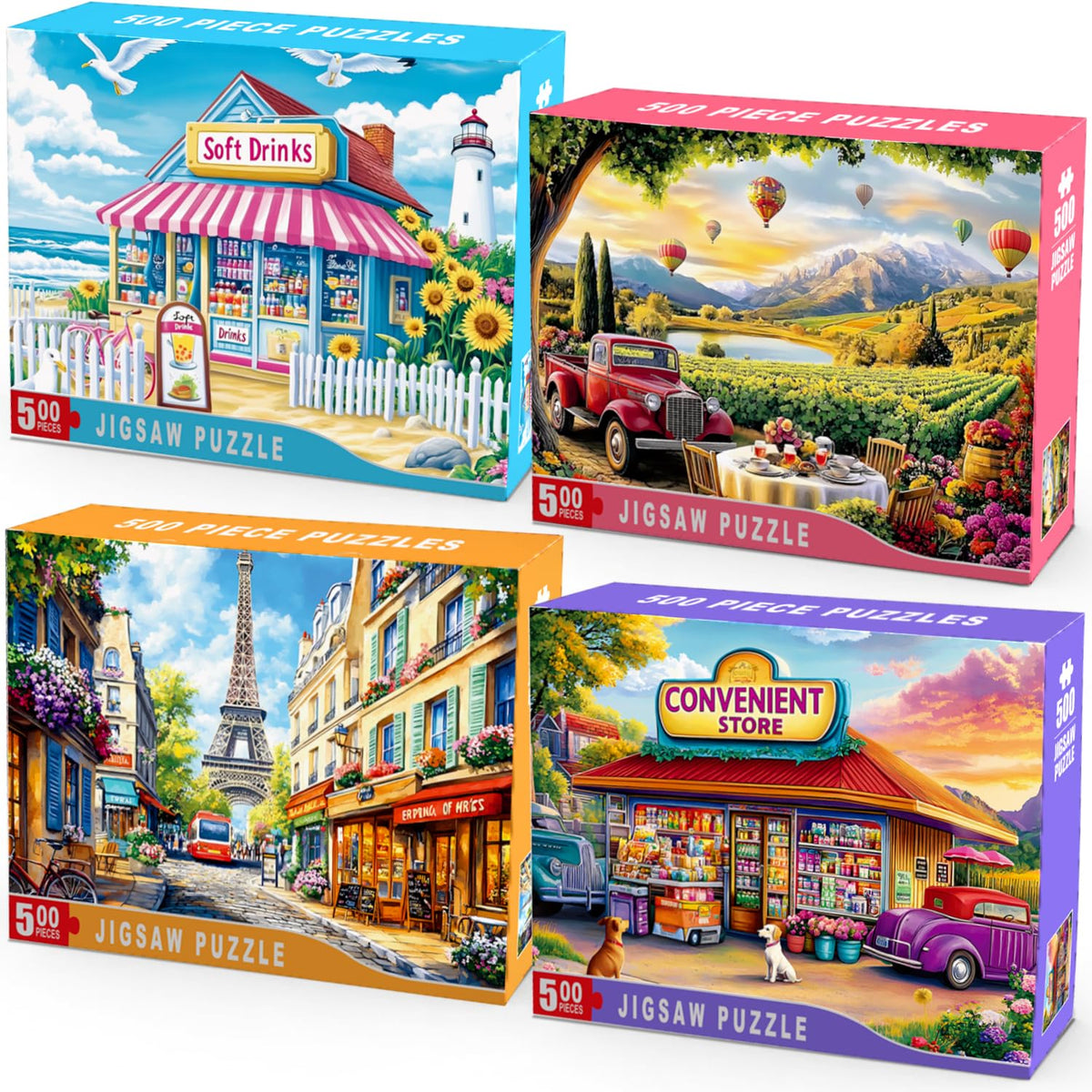 HYXCHQA seaside store puzzle: relaxing coastal scene for focused, screen-free leisure.