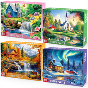 HYXCHQA spring garden cottage puzzle for mindful puzzling at home